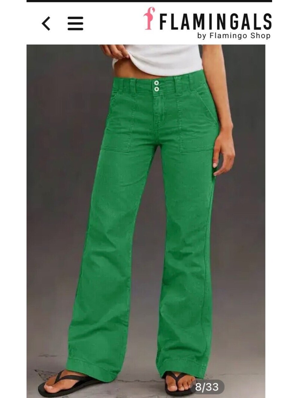 Flamingo Corduroy Dual Button Zip Fly Mid Waist Straight Leg Pants Size M